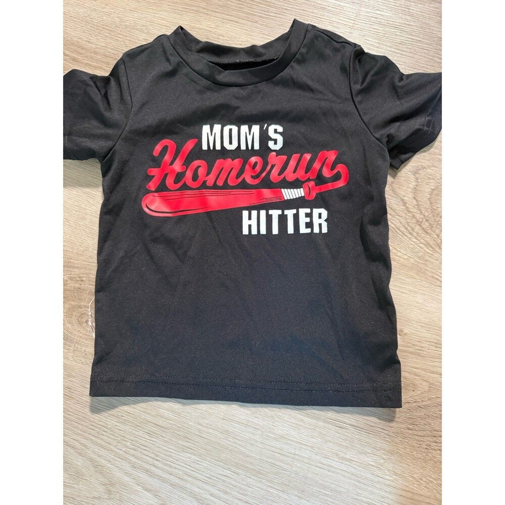 Okie Dokie Toddler T Shirt 18M Mom’s Home Run Hitter Baseball Tee Black
